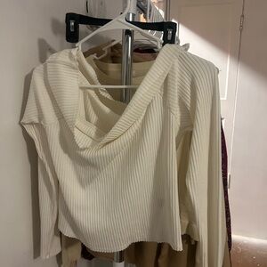 Cream Ribbed Knit Sweater